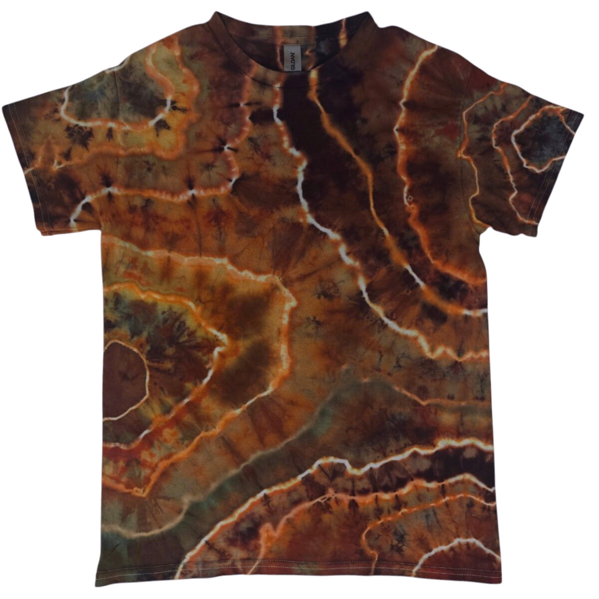 Geode Ice Tie Dye T-Shirt Gildan Adult S Small Orange Brown Earthy Handmade New