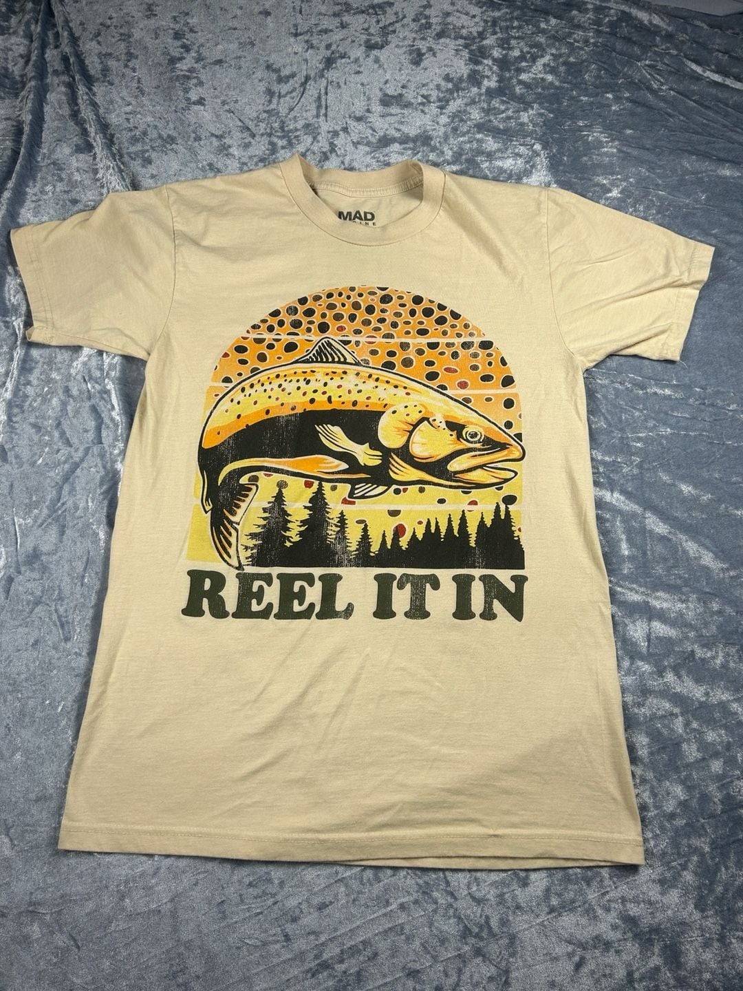 Mad Engine Reel It In Brown Trout Fishing Graphic T-Shirt