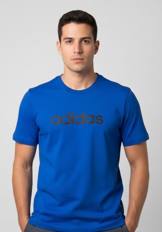 Adidas Mens Linear T-Shirt Team Royal Blue Cotton Graphic Logo Tee Size L NWT