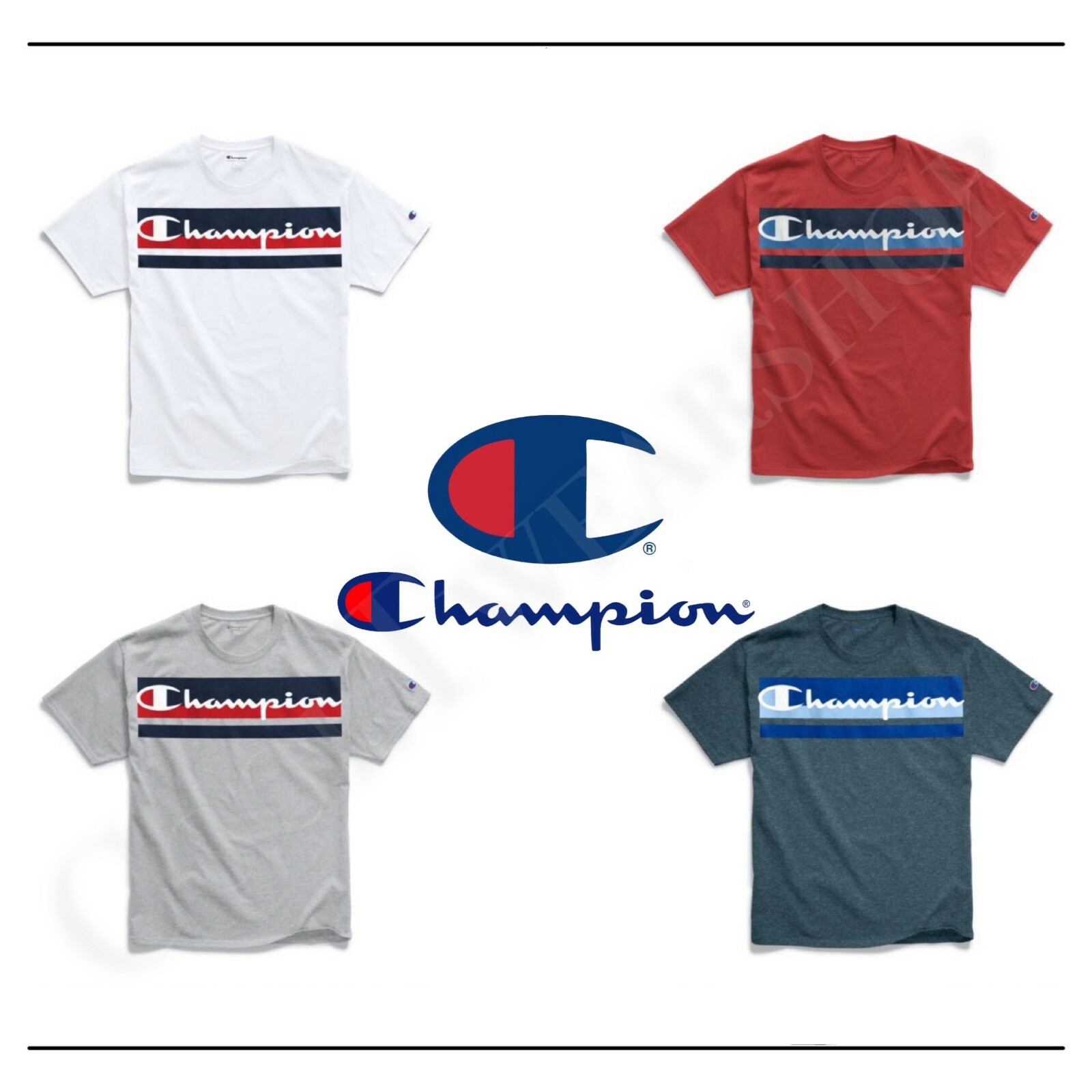 Champion Men’s Classic Short Sleeves T-Shirt Logo with Stripes GT23H Y07978