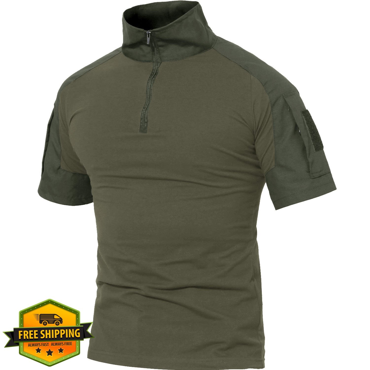 MAGCOMSEN Men’s Tactical Military Shirt 1/4 Zip Short Sleeve Camo