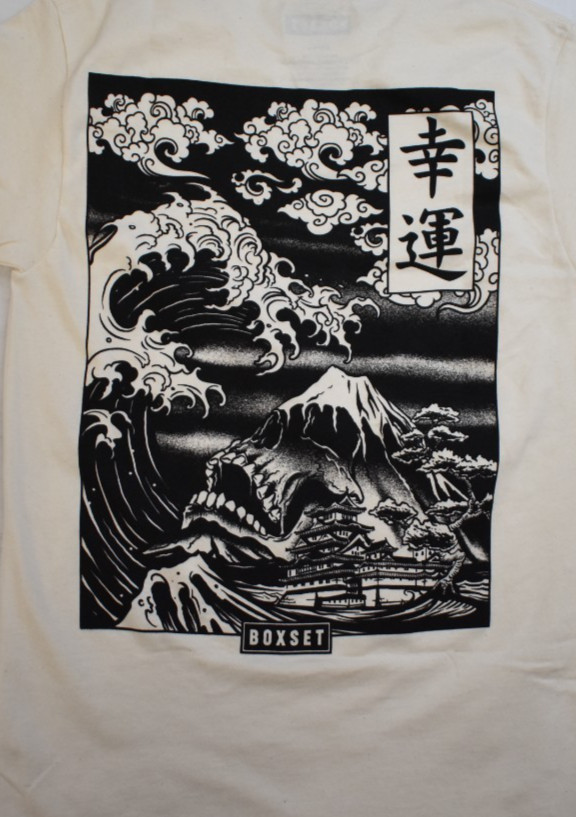 Box Set Mens Kanji Great Wave In Evil Ocean Graphic Shirt New S, L, XL