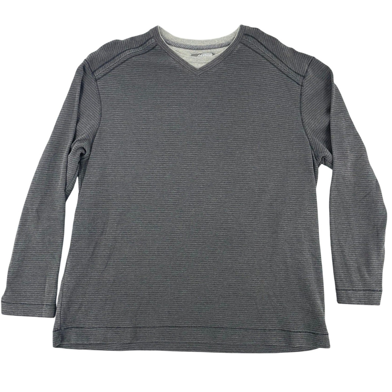 Method Mens XL Charcoal Gray Micro Stripe V-Neck Long Sleeve Pullover Shirt