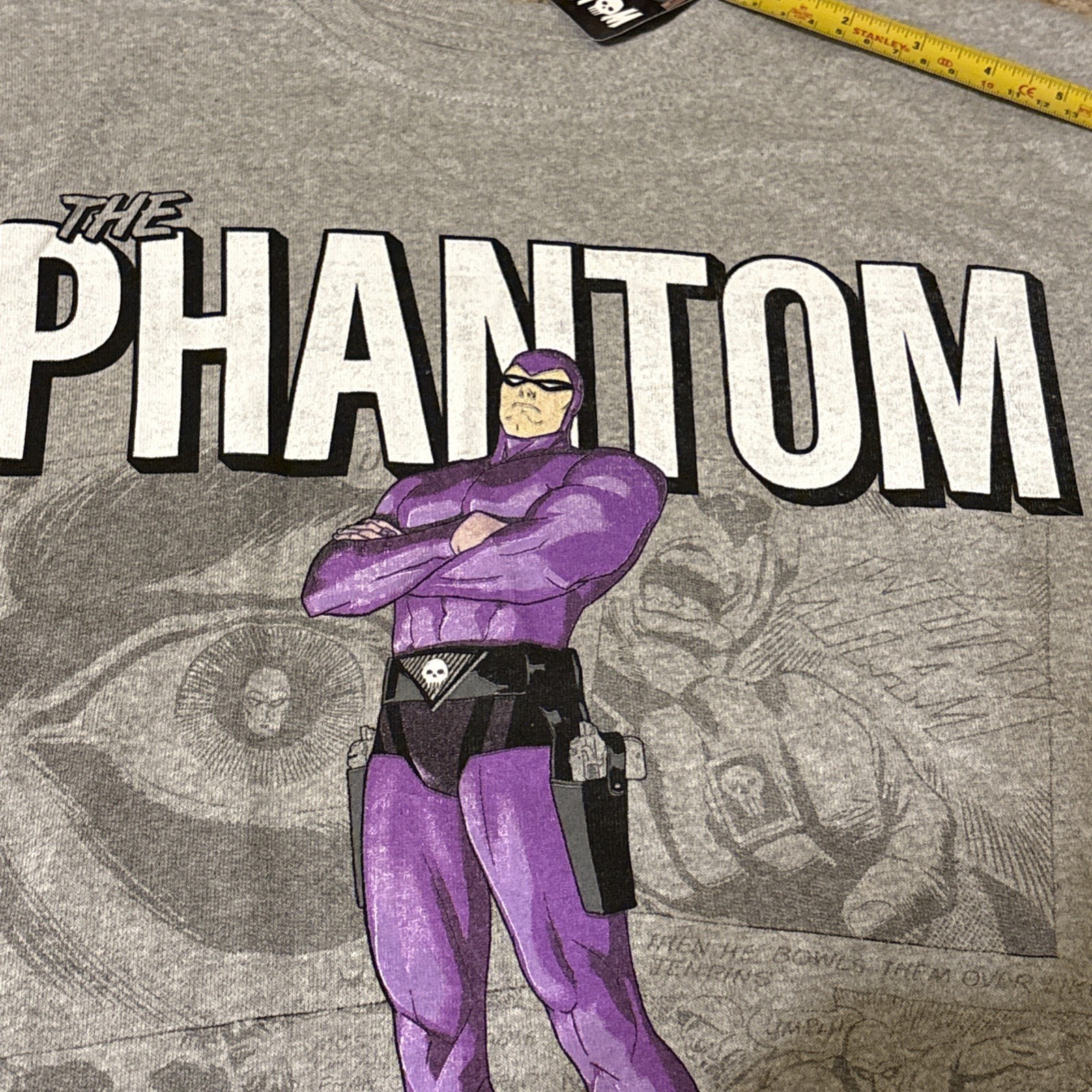 NWT The Phantom Comics Strip Shirt Gray Medium Brisco Brands Superhero Unisex