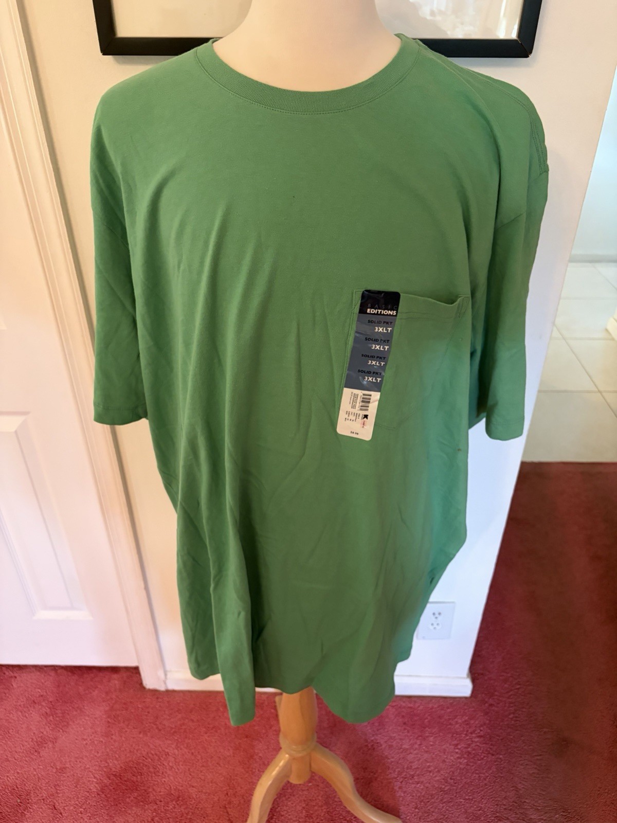 New Basic Editions Men’s 3XLT Big & Tall T-Shirt Emerald DarkGreen Short Sleeve