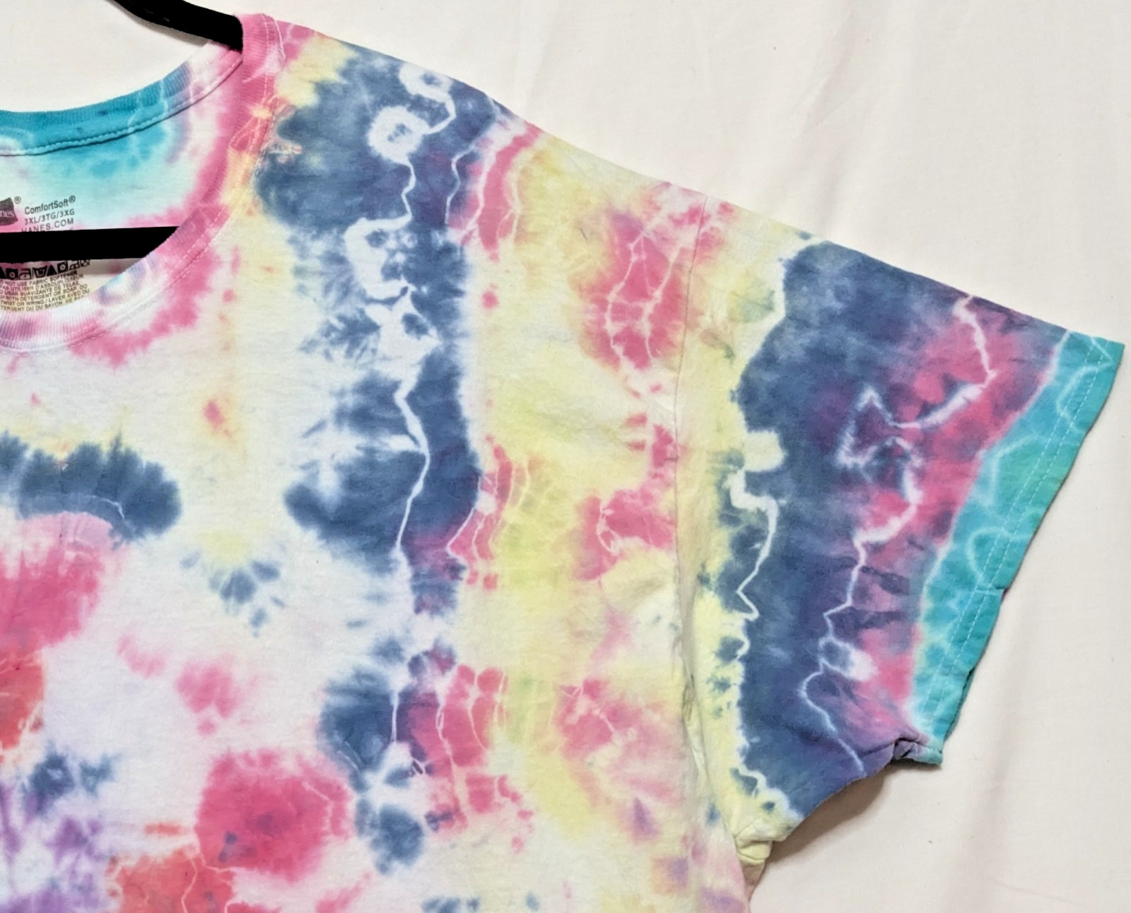 Handmade Tie Dye Geode Pattern Red Pink Purple Yellow 3XL Shirt 25″ W X 31″ L