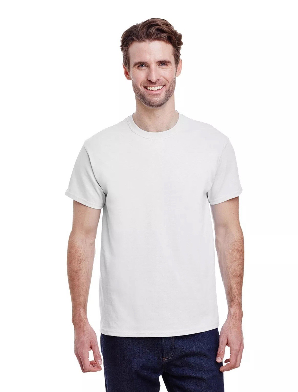 Gildan Men’s T-Shirt Heavy Cotton Short Sleeve Plain Blank White Tee Sz 2XL New