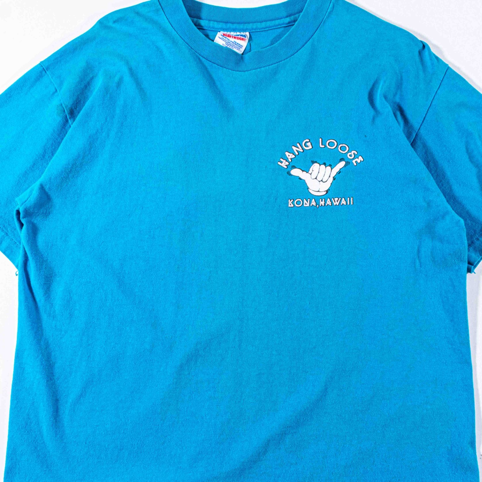 Vintage Kona Hawaii T-Shirt L Sun Faded Shaka Hand Hang Loose Hanes Heavyweight