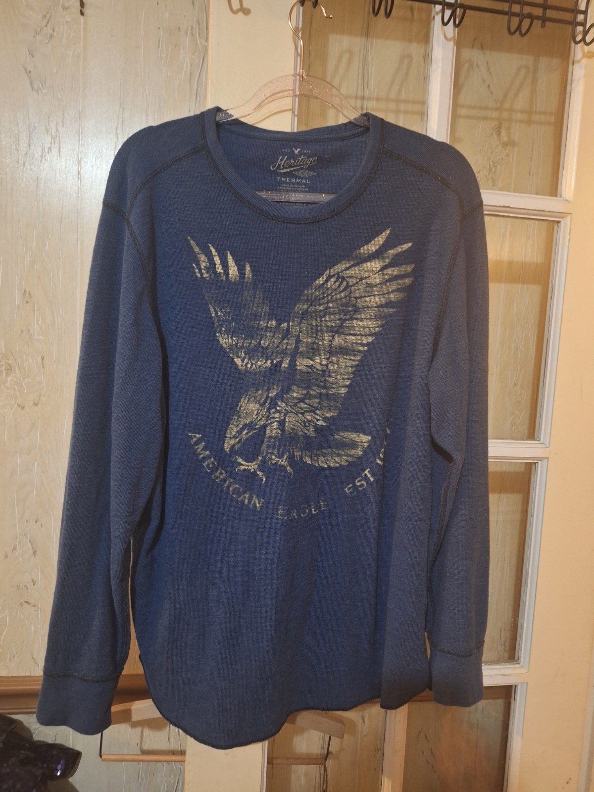 American Eagle Outfitters Heritage Shirt Mens Size XL Thermal Classic Fit Blue