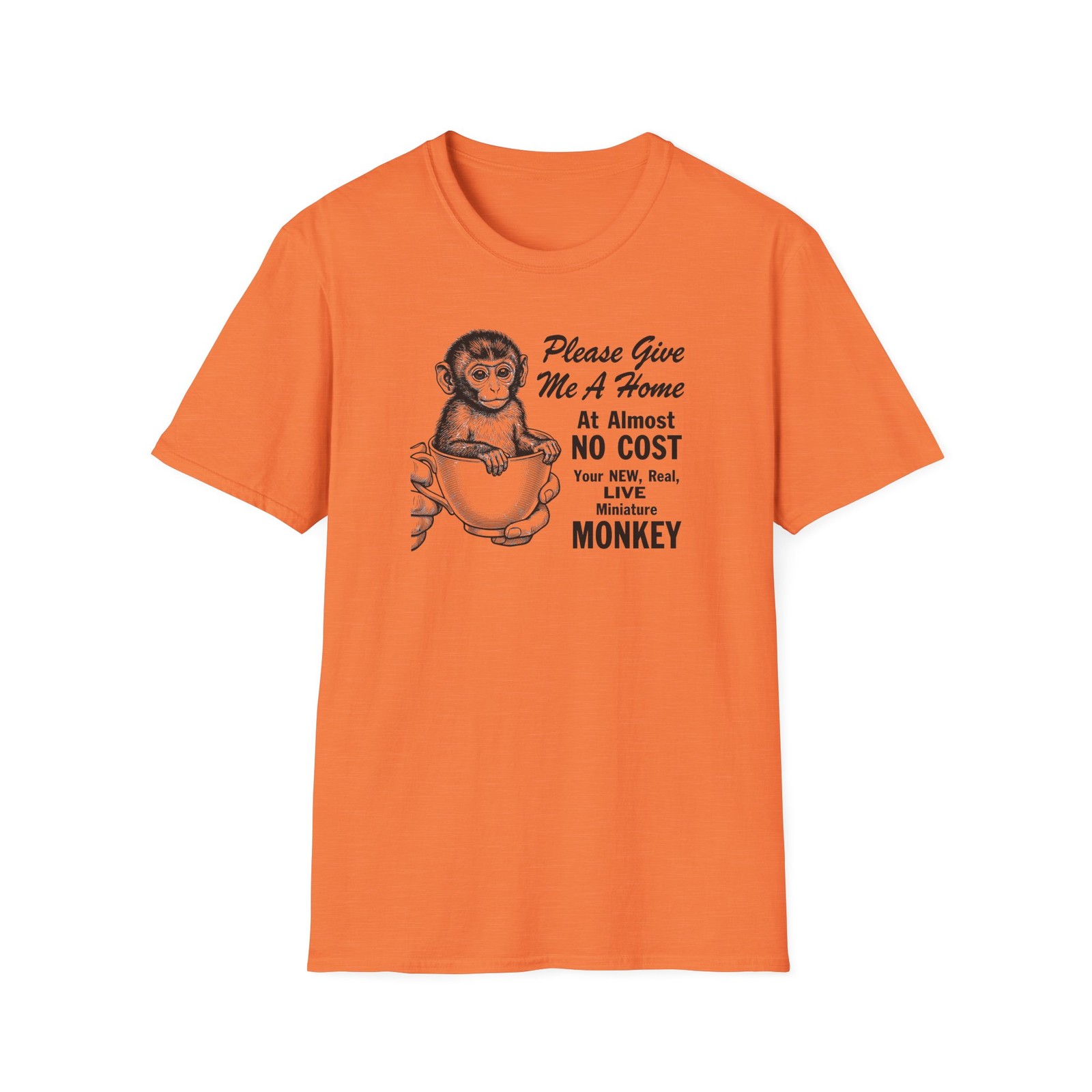 Please Give Me A Home Monkey T-Shirt | Vintage Sketch Rescue Animal