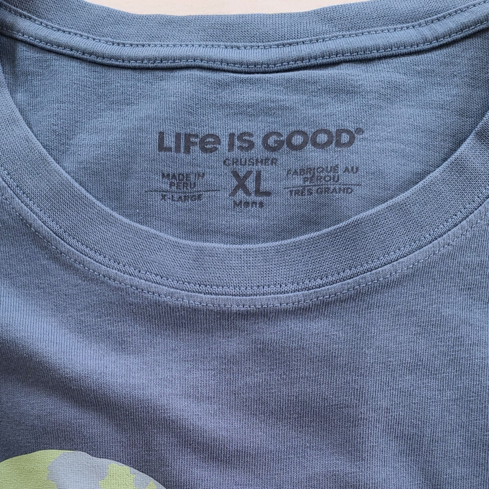 LIFE IS GOOD SS Shirt Crusher Tee PEACE ON EARTH Sign Globe Chest52in Mens XL