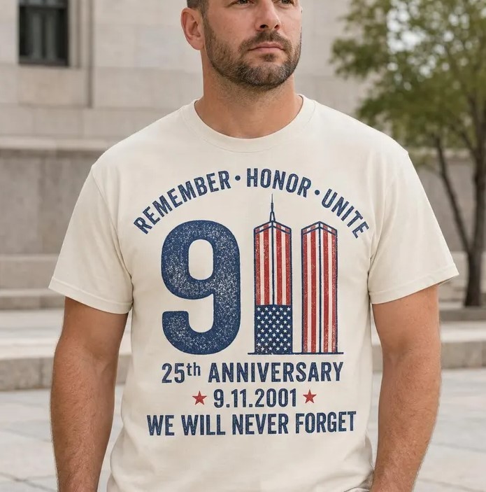 9/11 25th Anniversary Shirt, We Will Never Forget Tee, Remember T-Shirt S-5XL