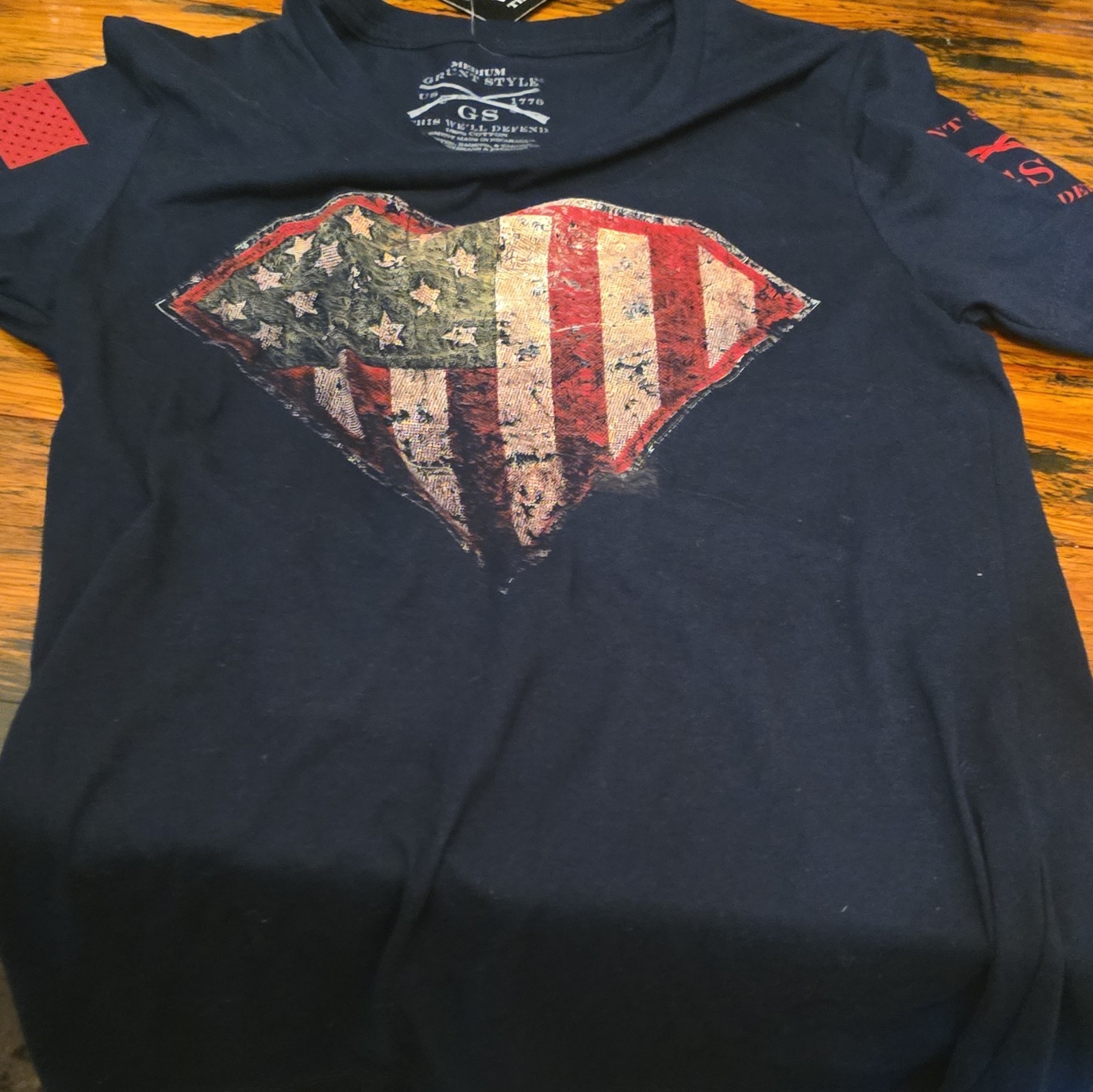 Grunt Style Men’s Navy This We’ll Defend Graphic Crew Neck Cotton Tee M