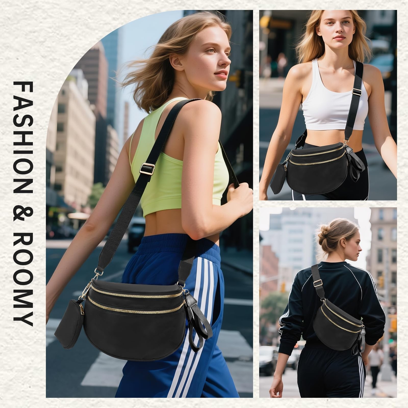 Bum Bag Crossbody Bags for Women Fashion Waist Packs Large Fanny Packs Belt Bag