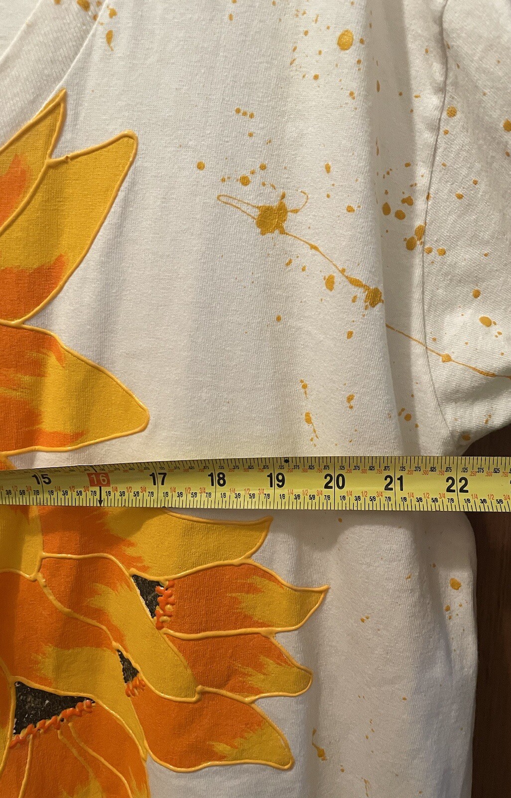 Hand Painted Sunflower Art Single Stitch T Shirt OOAK PUFF PAINT SPLATTER XL NOS