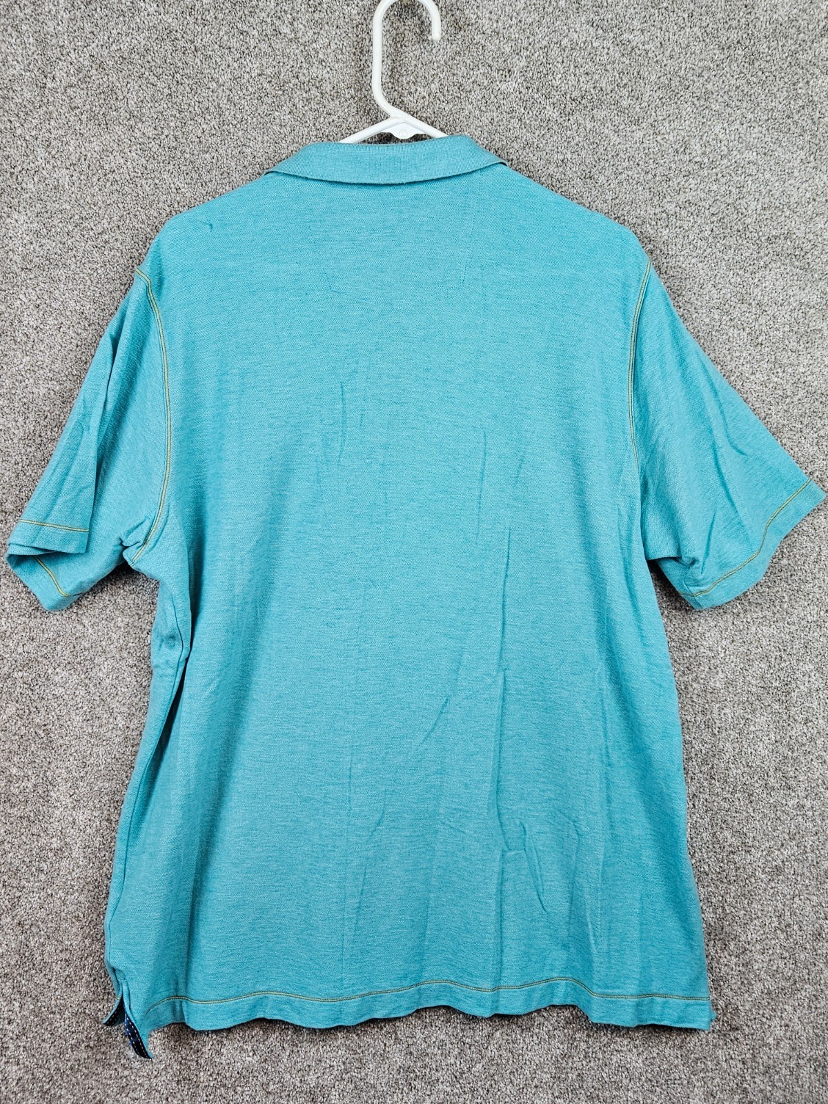 Robert Graham Polo Mens Large Green Short Sleeve Collared Shirt Contrasting Trim