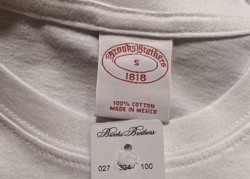 Brooks Brothers 1818 Mens White New York T-shirt size Small retail $49.50
