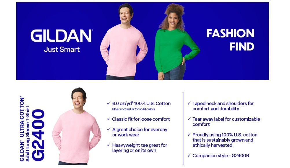 Gildan Ultra Cotton Long Sleeve T-Shirt Style G2400, Dark Heather (6 Pack)- 2XL