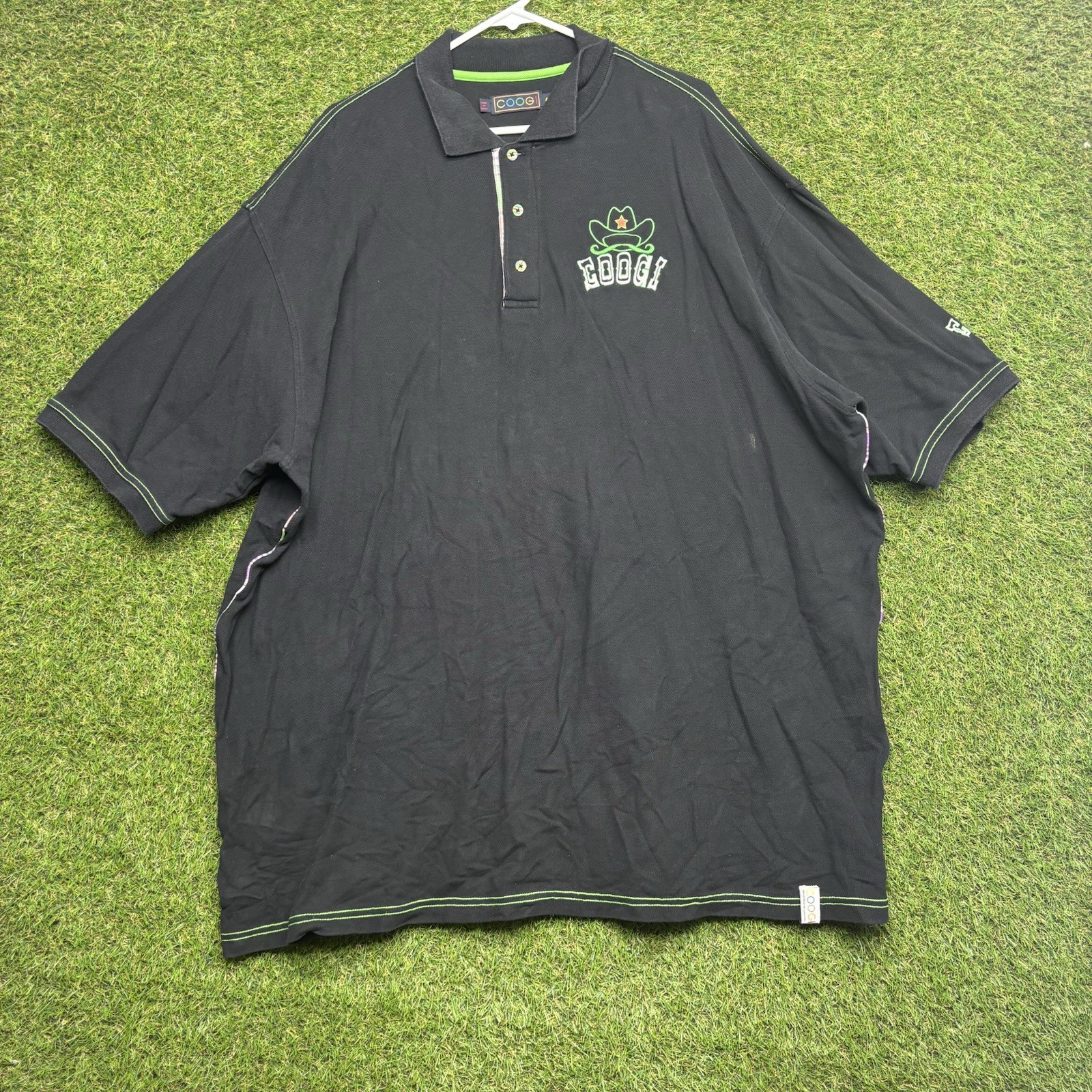 Vintage Coogi Polo Shirt Mens 4XL Black Embroidered Casual Preppy 2000s y2k