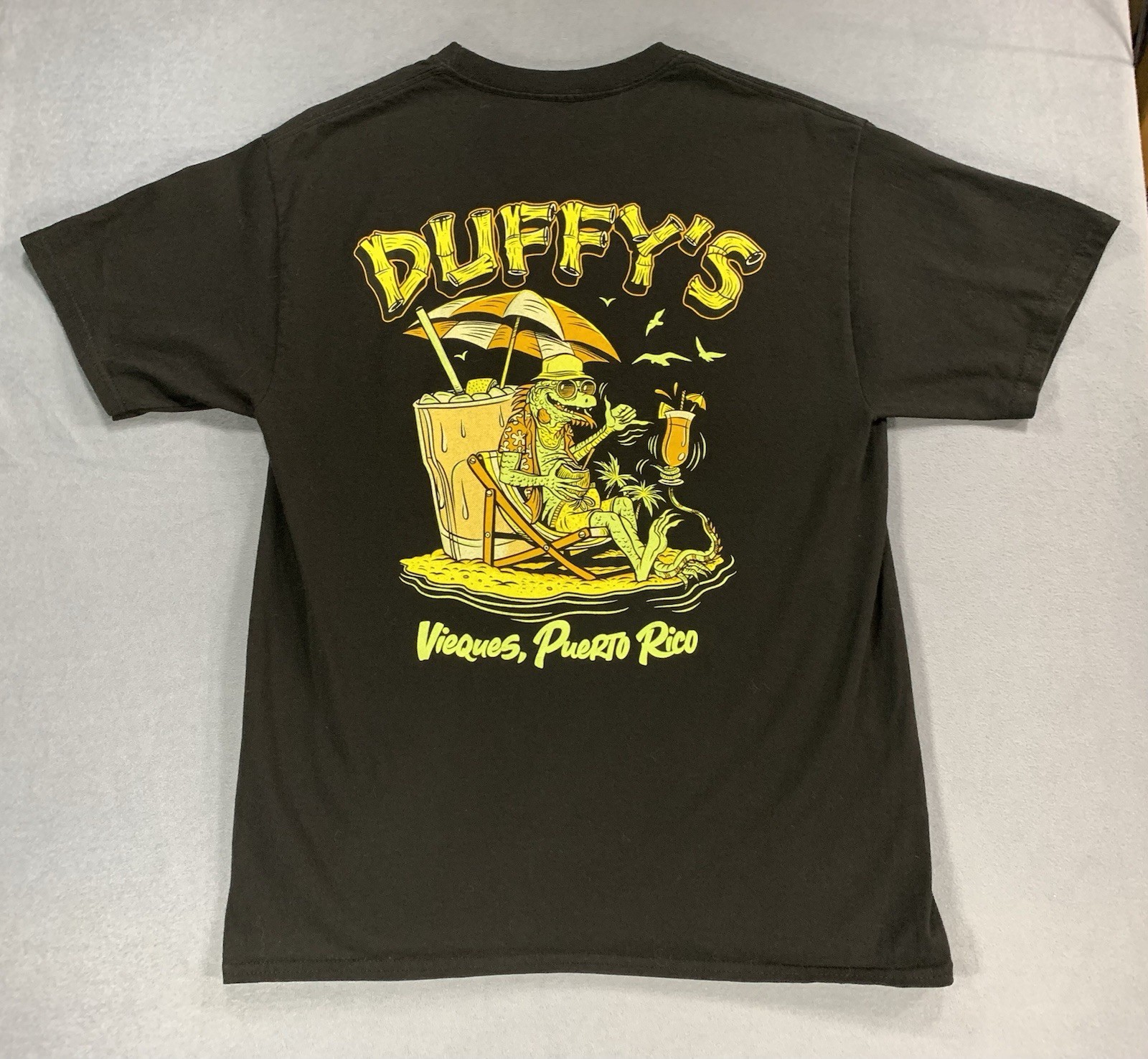 Costa Rica Pura Vida Iguana T-Shirt Black Souvenir Tourist Mens Sz Medium