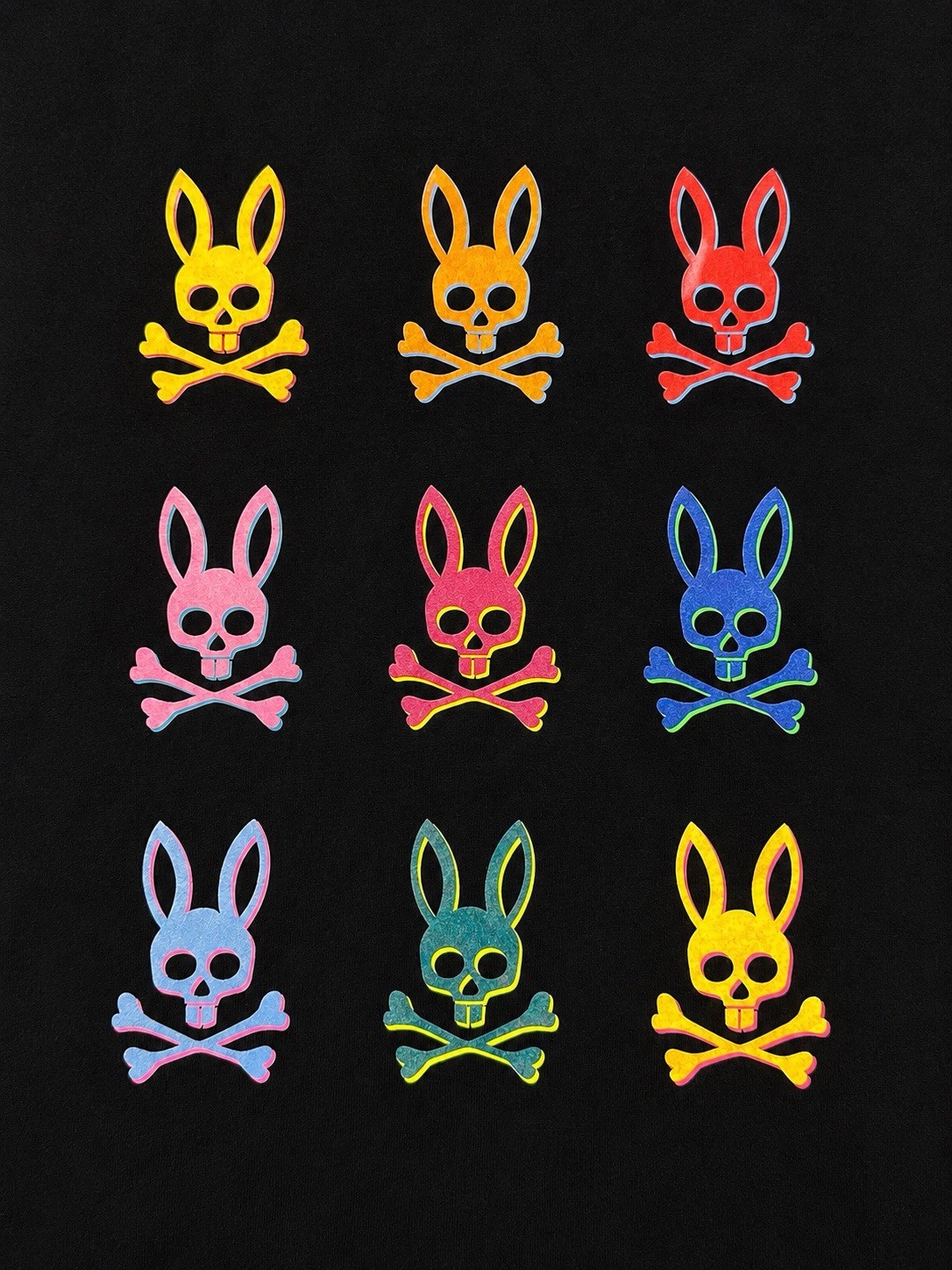 Psycho Bunny Men’s Multicolor Bunny Graphic Long Sleeve Pima Cotton Tee Large