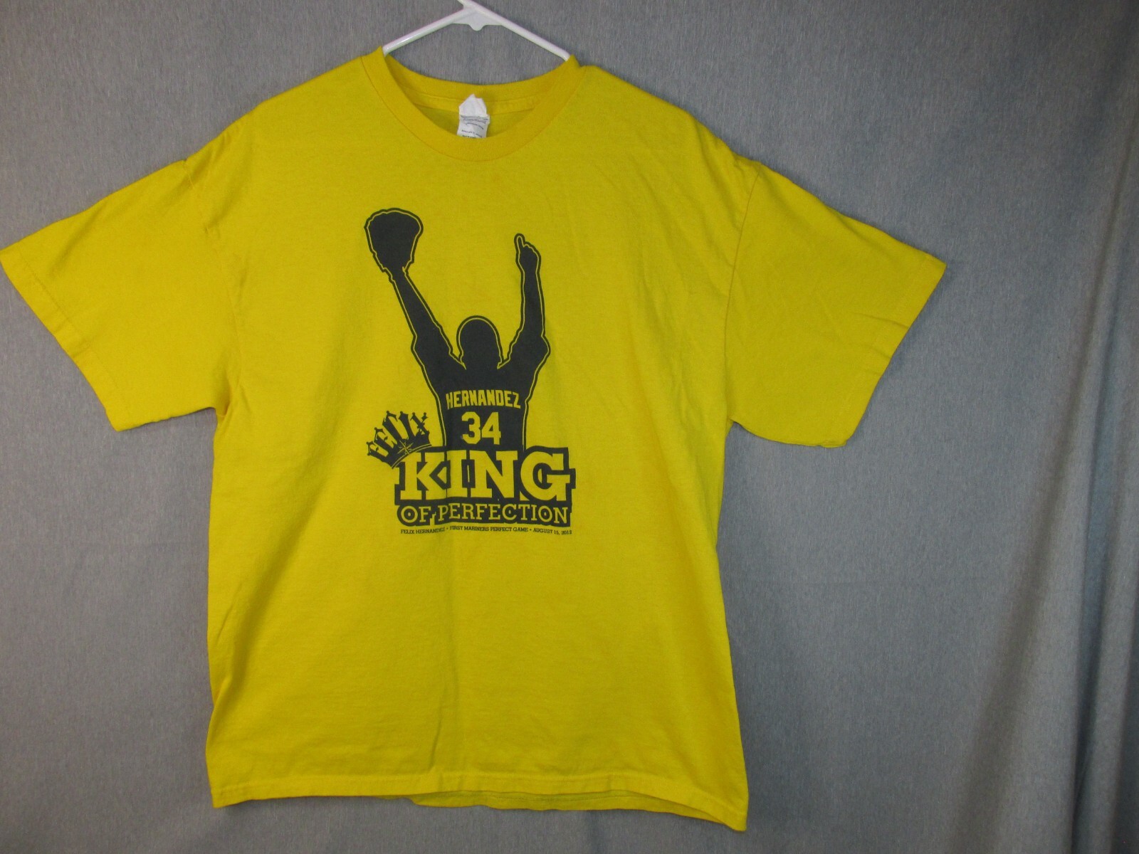 Seattle Mariners KING Felix Hernandez XLarge Yellow T-Shirt 1st Perfect game