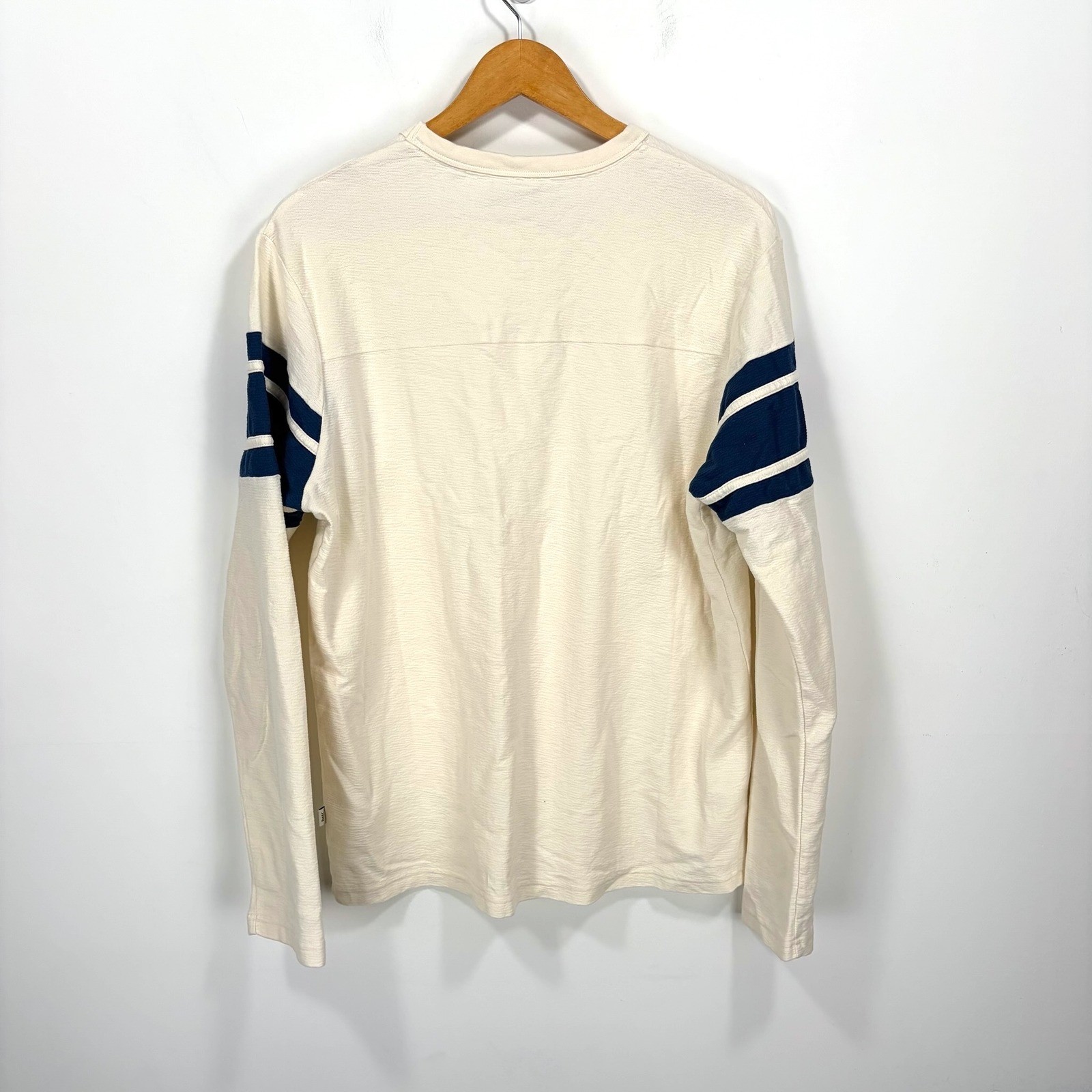 Foret Blaze Long Sleeve Shirt Men Medium Cloud White Blue Stripe Textured Tee