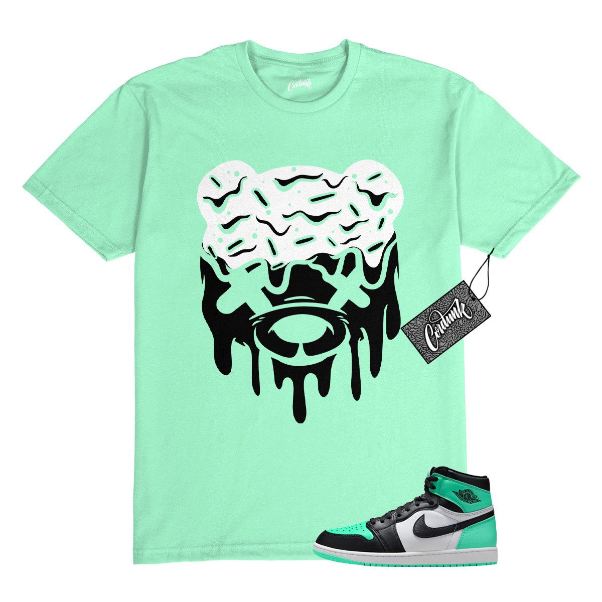 1 Green Glow Black White Mint Dunk Air Force T Shirt to Match DRIPPY Jordan