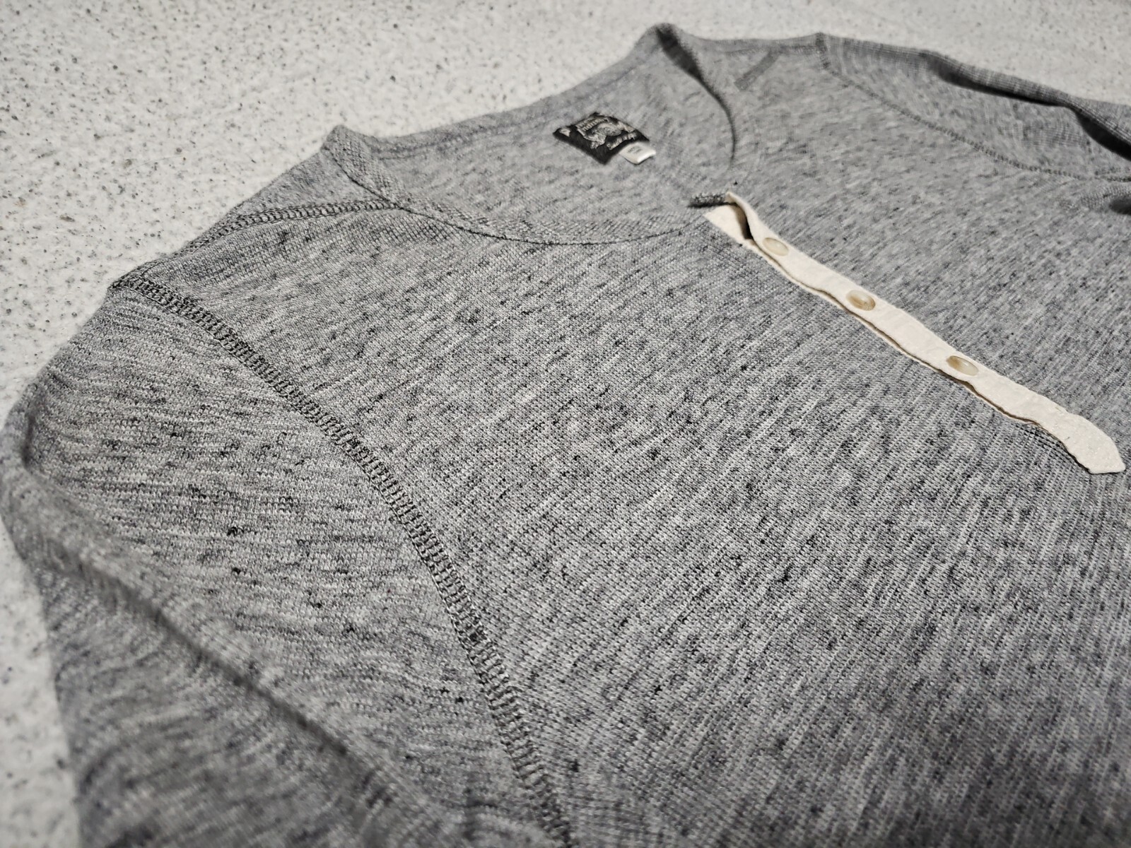 Diesel Industry Henley Stitched Nobel Gray Woven Long Sleeve Shirt SZ Large