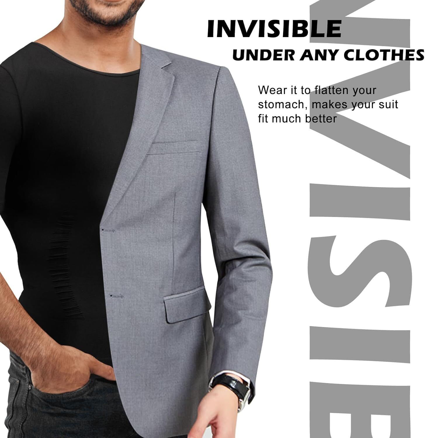 Men Compression Shirt Slimming Body Shaper Tummy Control Underwear Top Shapewear