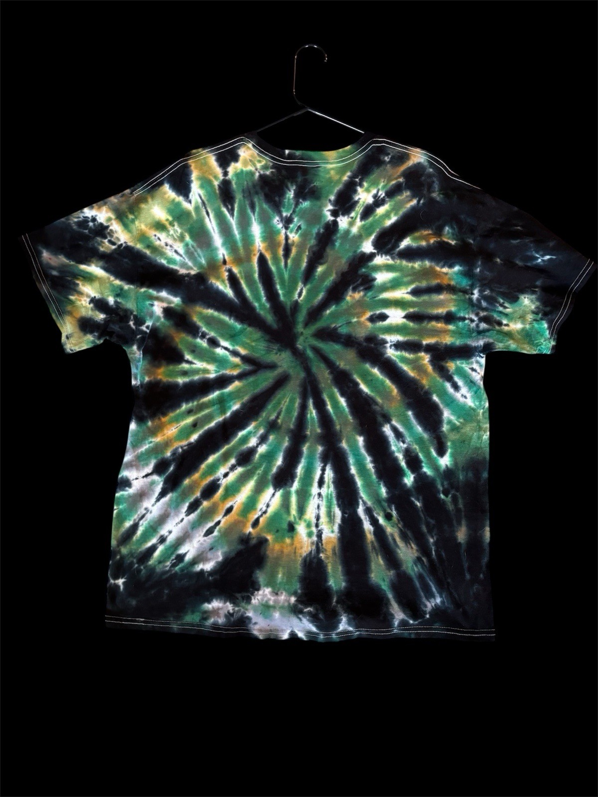Handmade Forest Spiral Tie Dye T-Shirt Green, Black Gildan Cotton Unisex XL