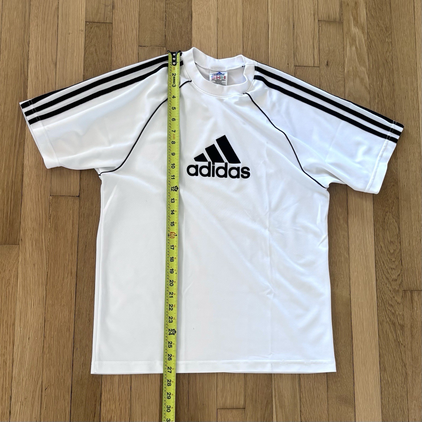 Vintage 90s Adidas Jersey Shirt S Mens White Made in USA Velvet Trefoil Gorpcore