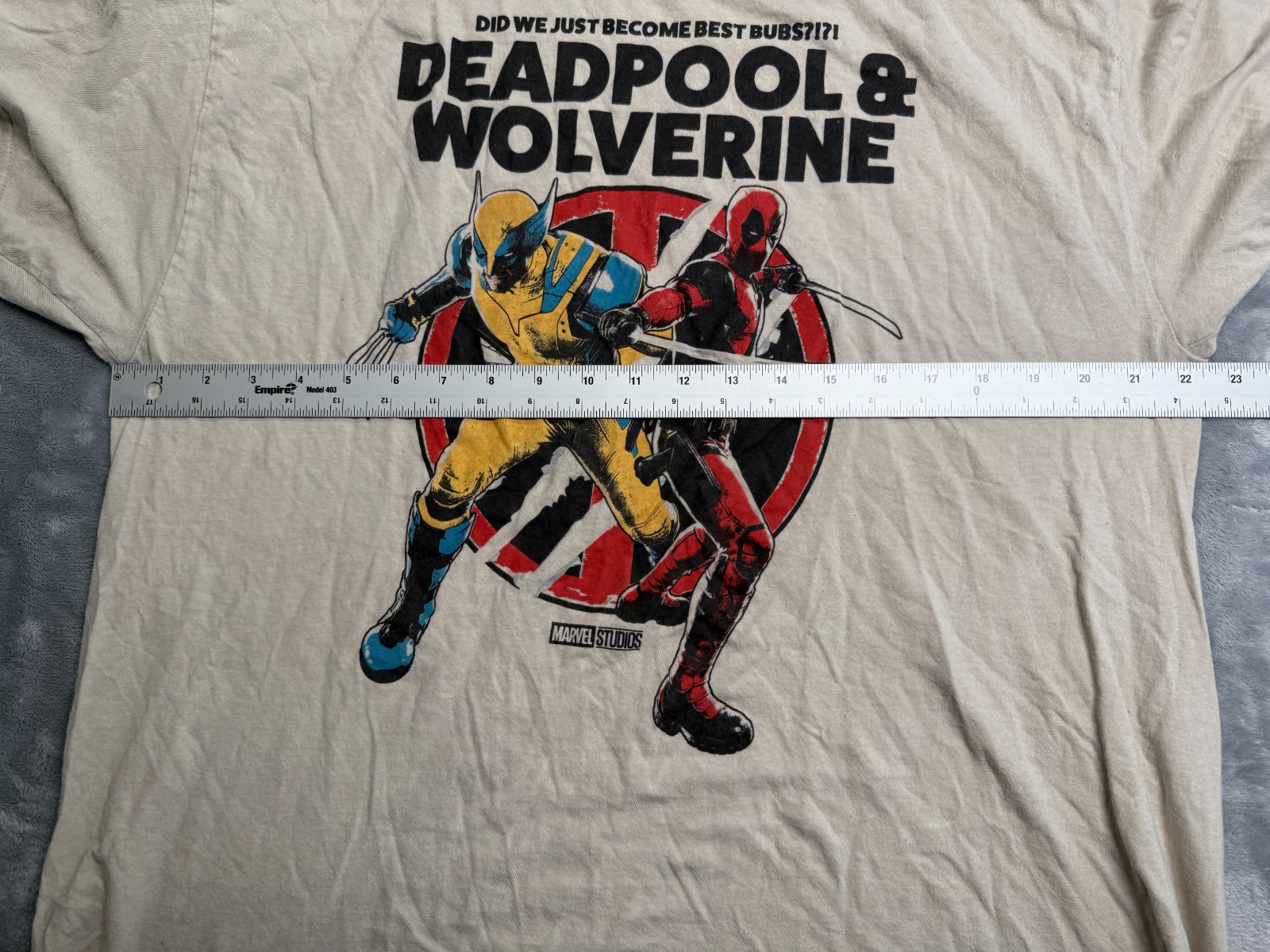 Marvel Deadpool & Wolverine T Shirt Mens XL Tan Graphic Short Sleeve