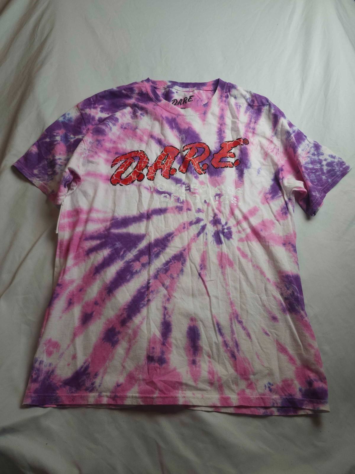DARE Shirt Mens M Pink Purple Tie Dye Festival Urban Skater Streetwear Hippie