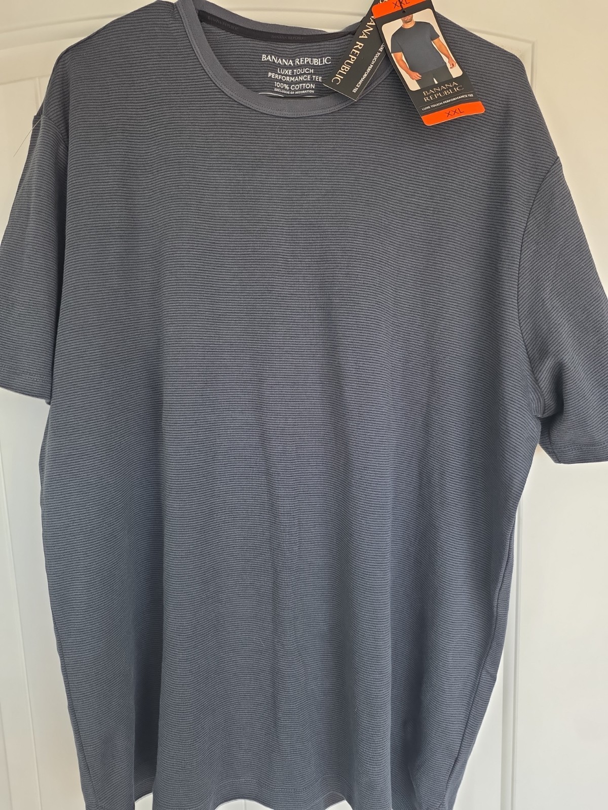 Banana Republic Luxe Touch Performance Tee Gray Striped 100% Cotton Men’s 2XL