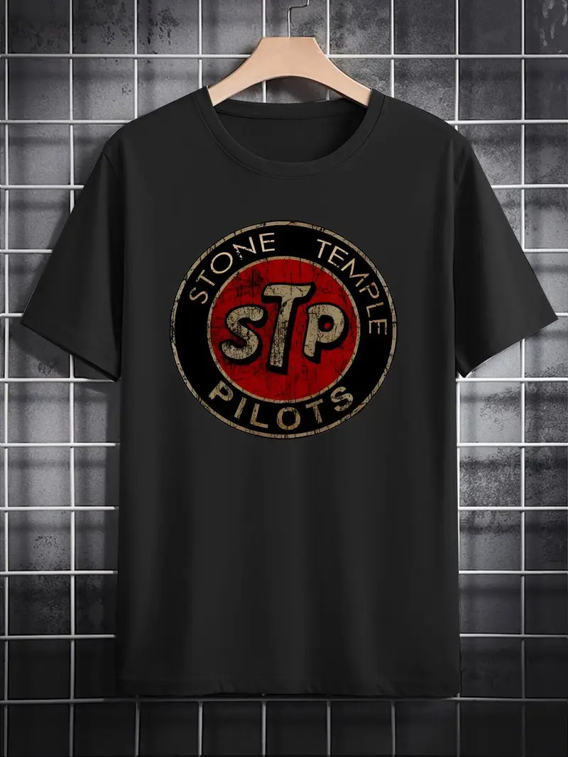 Stone Temple Pilots Graphic Print Men’s Casual Crew Neck T-Shirt | Black Short