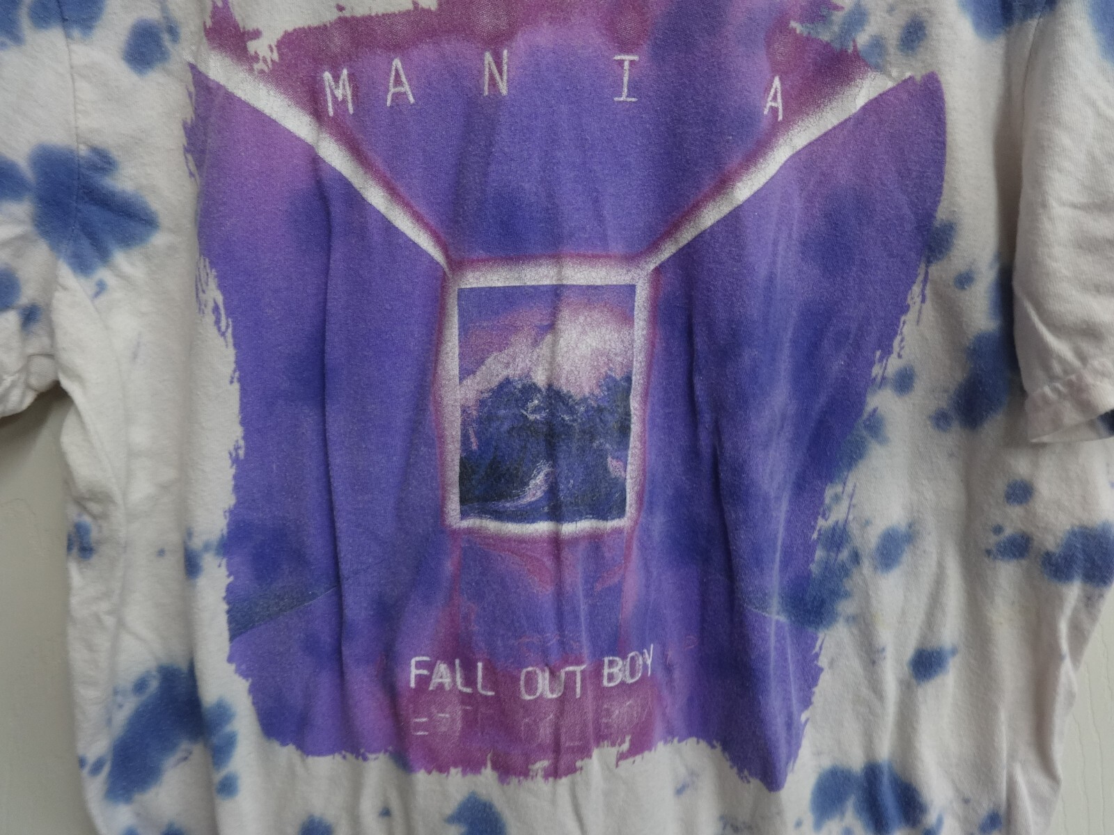 Fall Out Boy Mania Tour Purple Blue Tie Dye Bleach Style Pop Punk Shirt XS