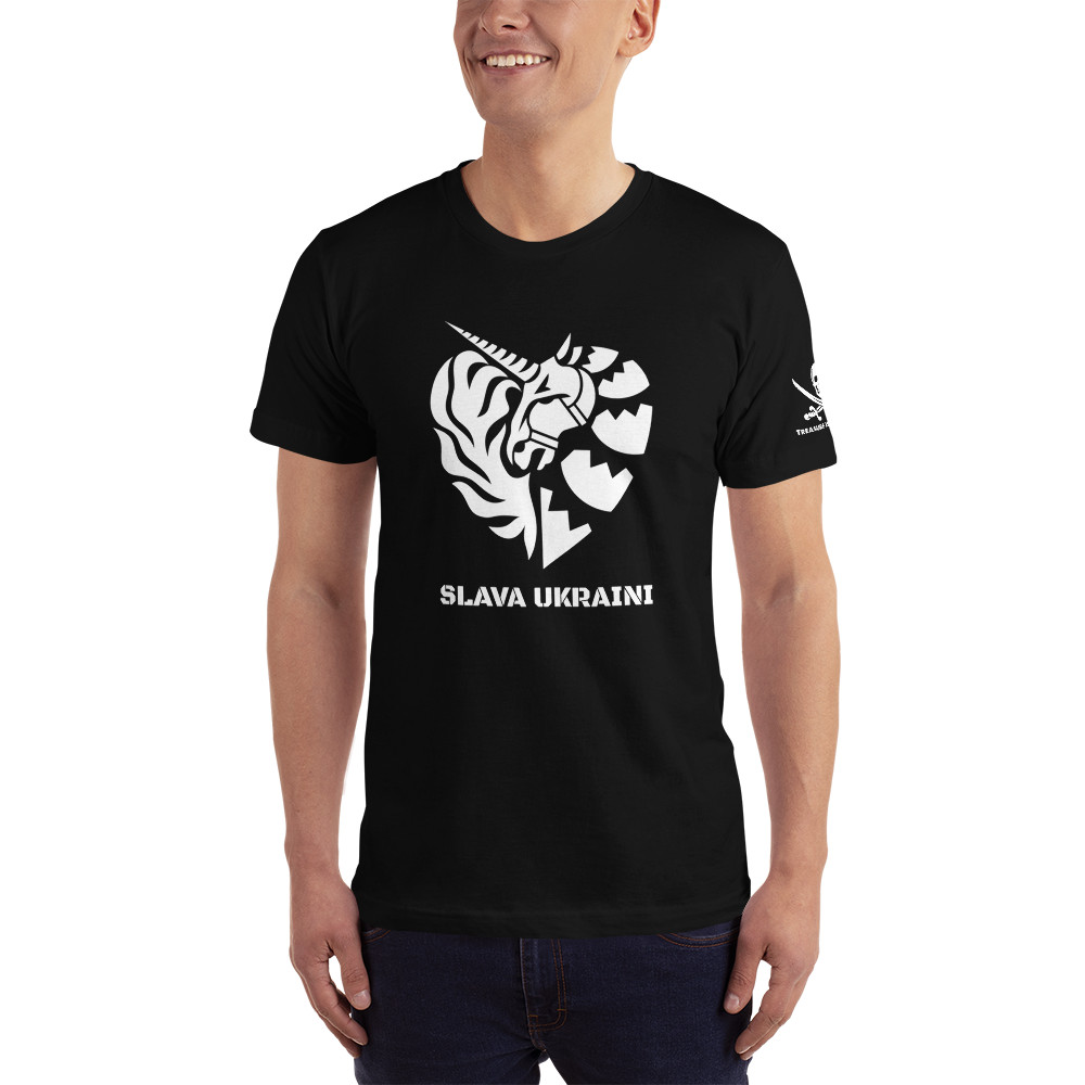 Achilles Brotherhood Slava Ukraini White Heart Logo T-Shirt