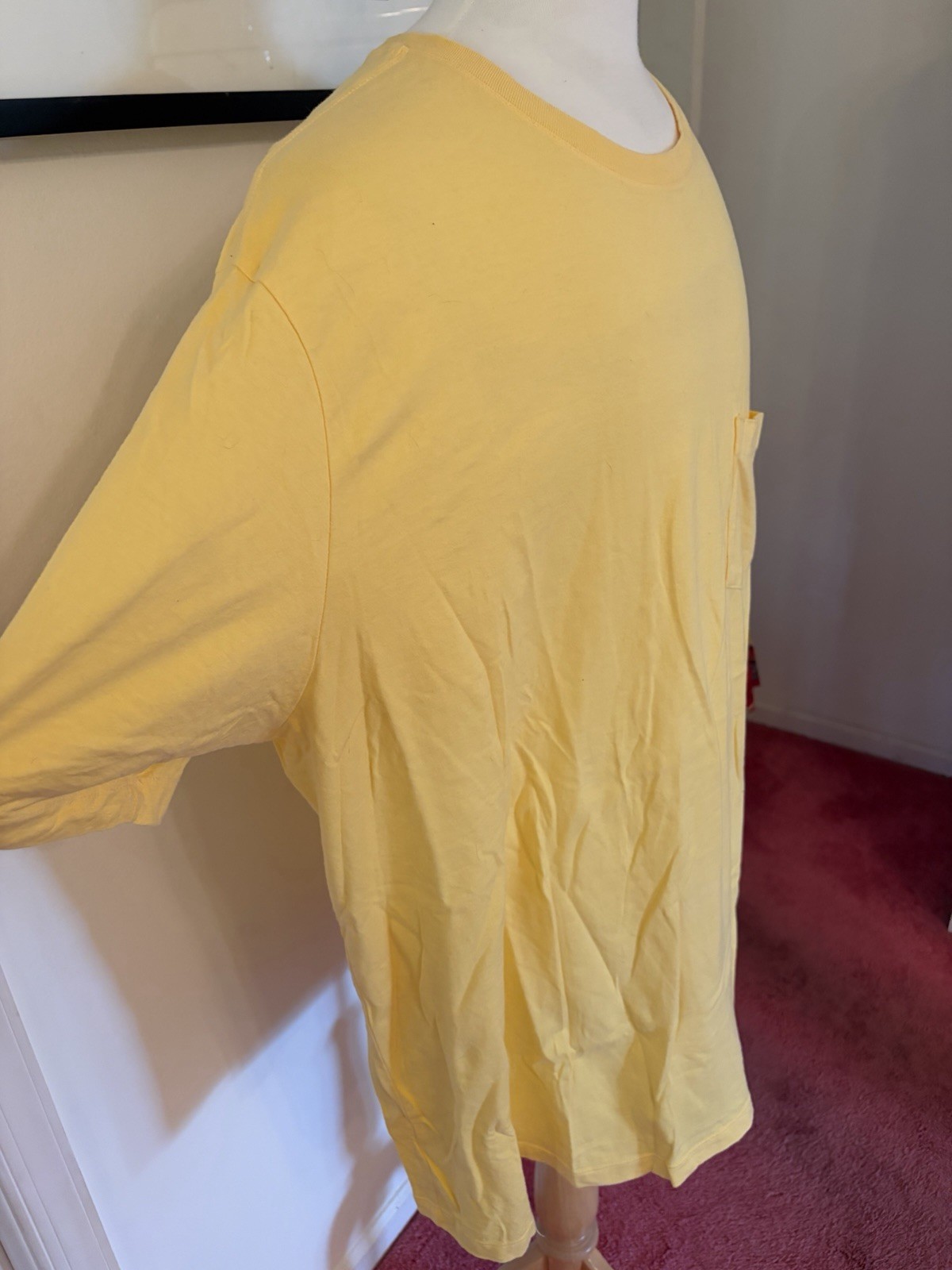 Basic Editions Men’s 3XLT T-Shirt Pastel Yellow Crew Neck Pocket Tee Big & Tall