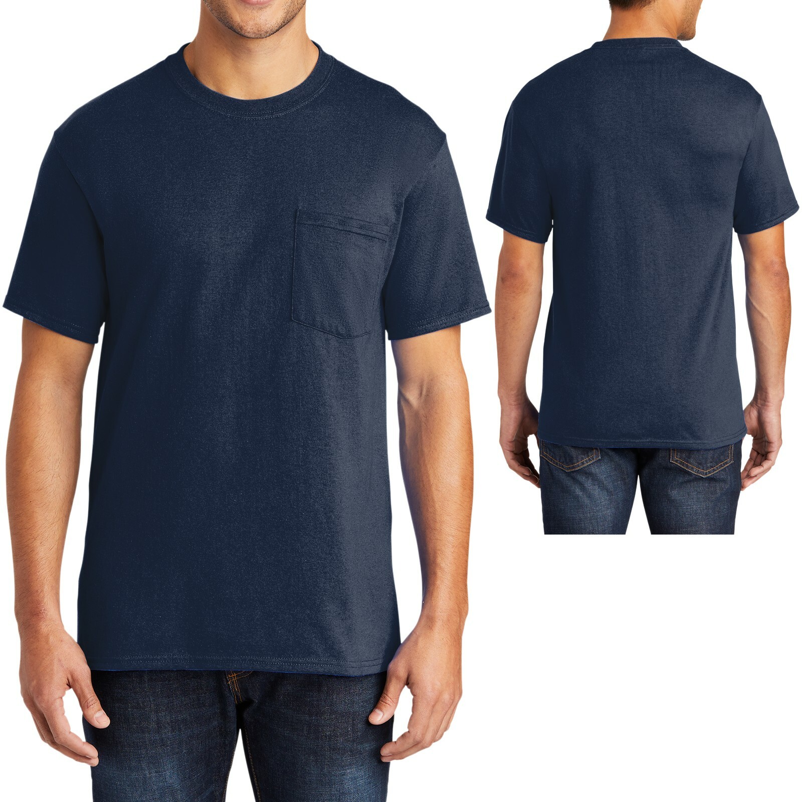 Mens T-Shirt with Pocket 50/50 Cotton/Poly Tee Size S, M, L, XL NEW