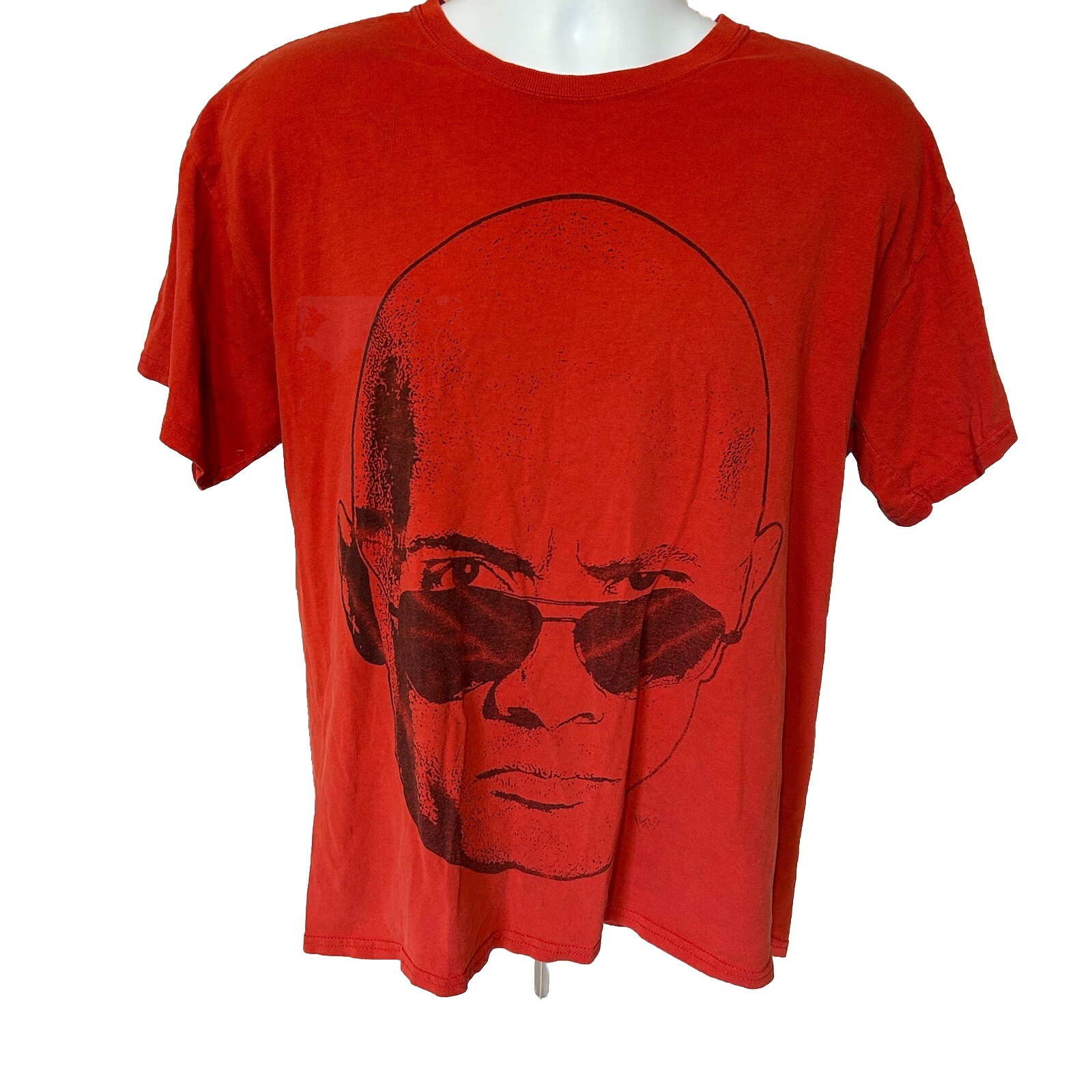 The Rock Dwayne Johnson WWE Shirt Men Large Red Short Sleeve Face Profile