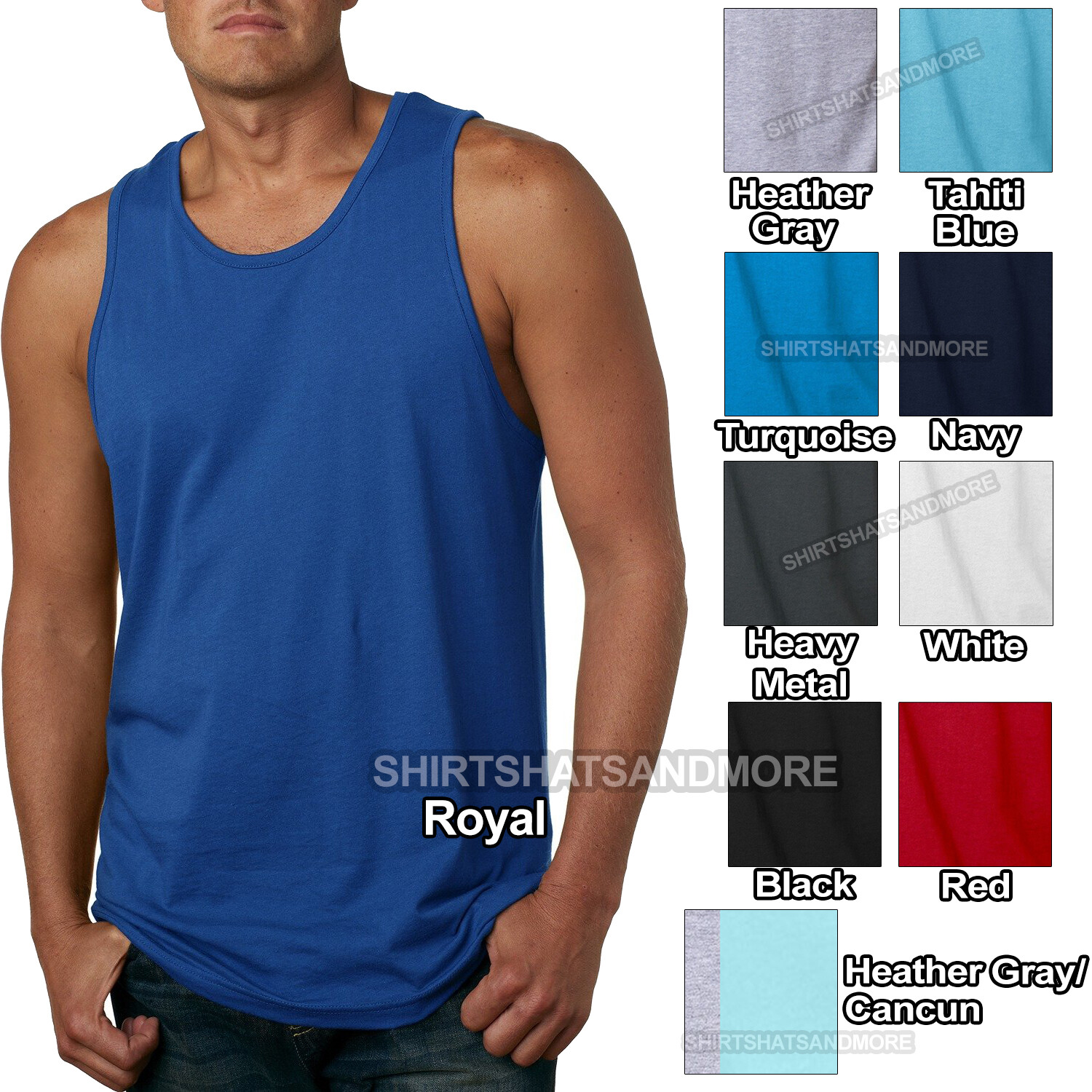 Mens Tank Top 100% PRESHRUNK Soft Ringspun Cotton Fine Jersey S M L, XL, 2XL NEW