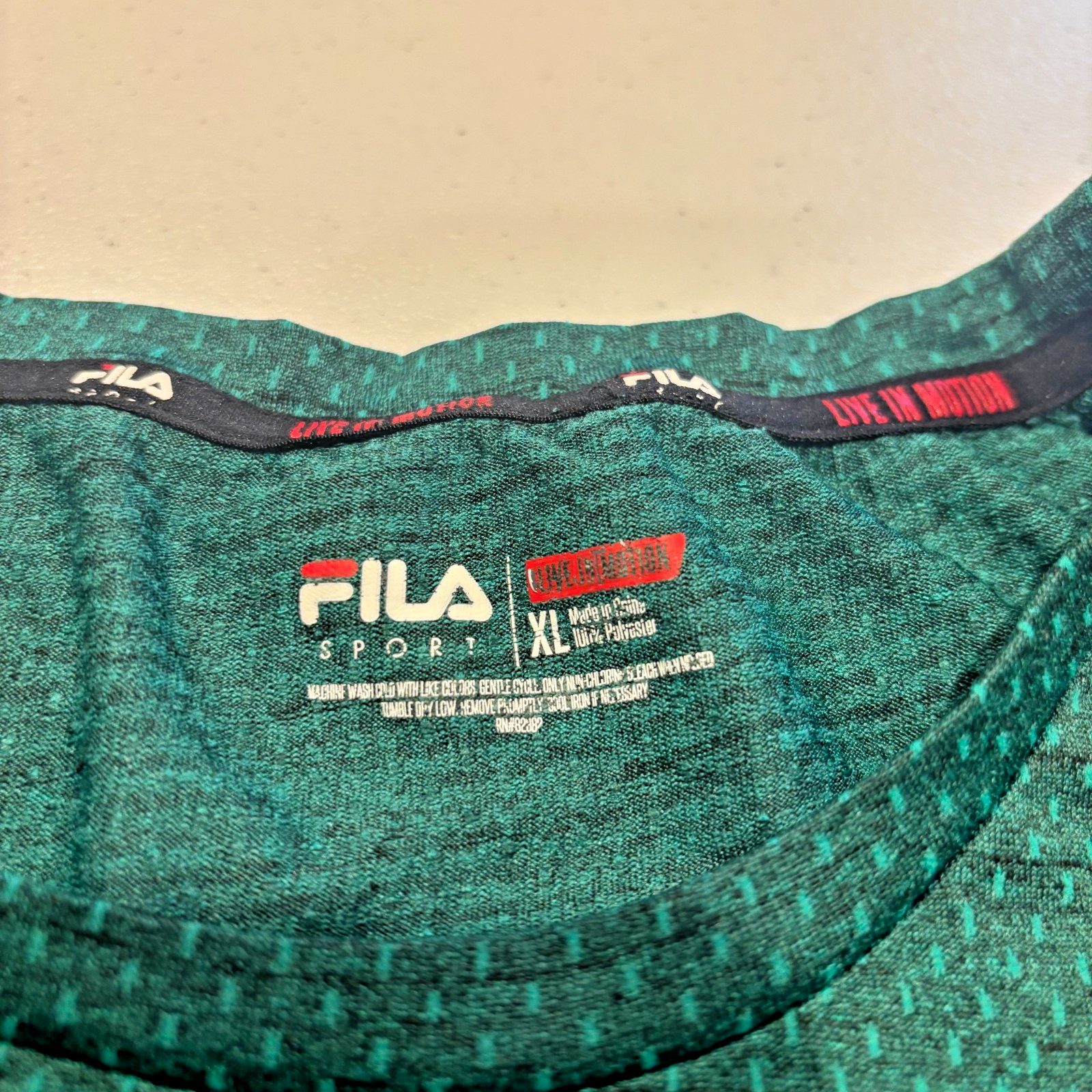 FILA Sport Men’s Dark Green Print Short-Sleeved T-Shirt Size XL