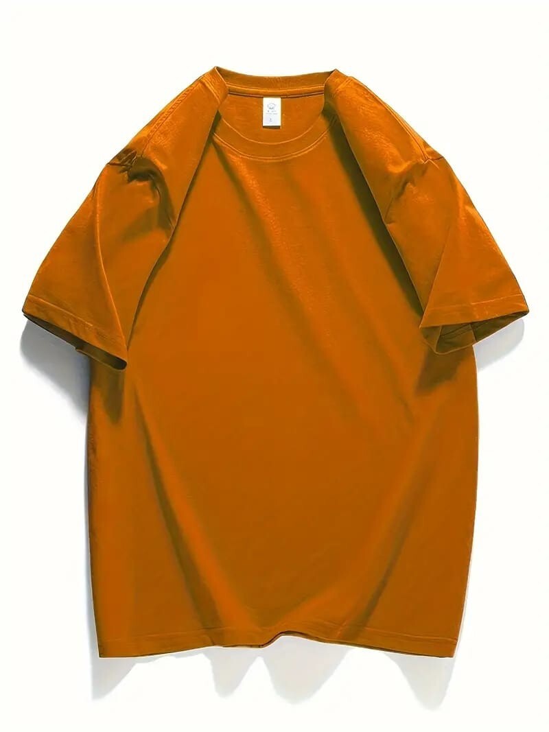 Men’s Classic Solid Plain Cotton Round Hem Scallop Essentials Tshirt S-2XL