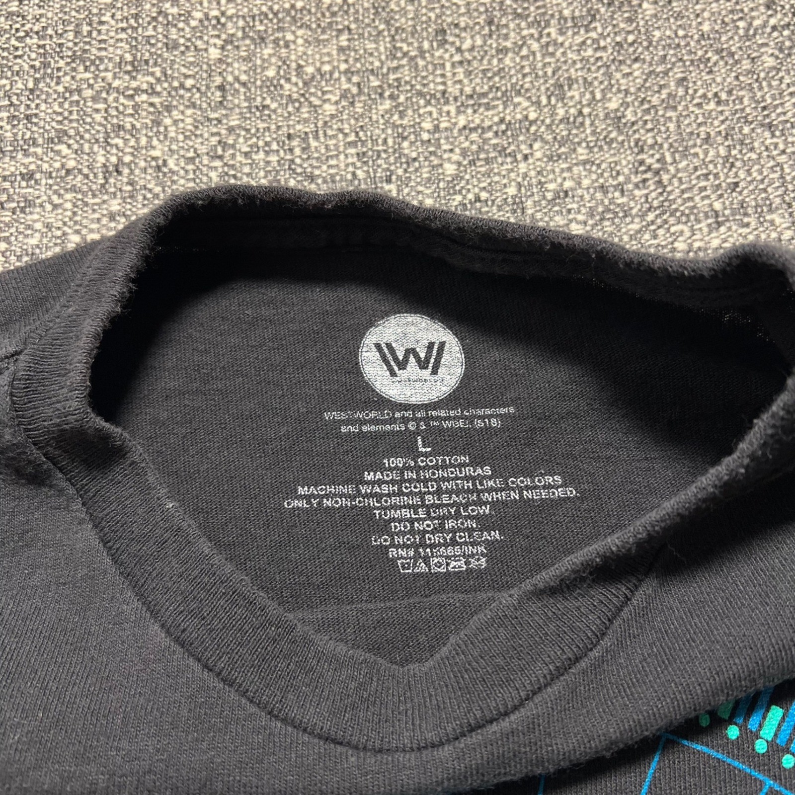 Westworld HBO Promo T Shirt Mens Large L Black Blue Drone Host Cyberpunk Sci Fi
