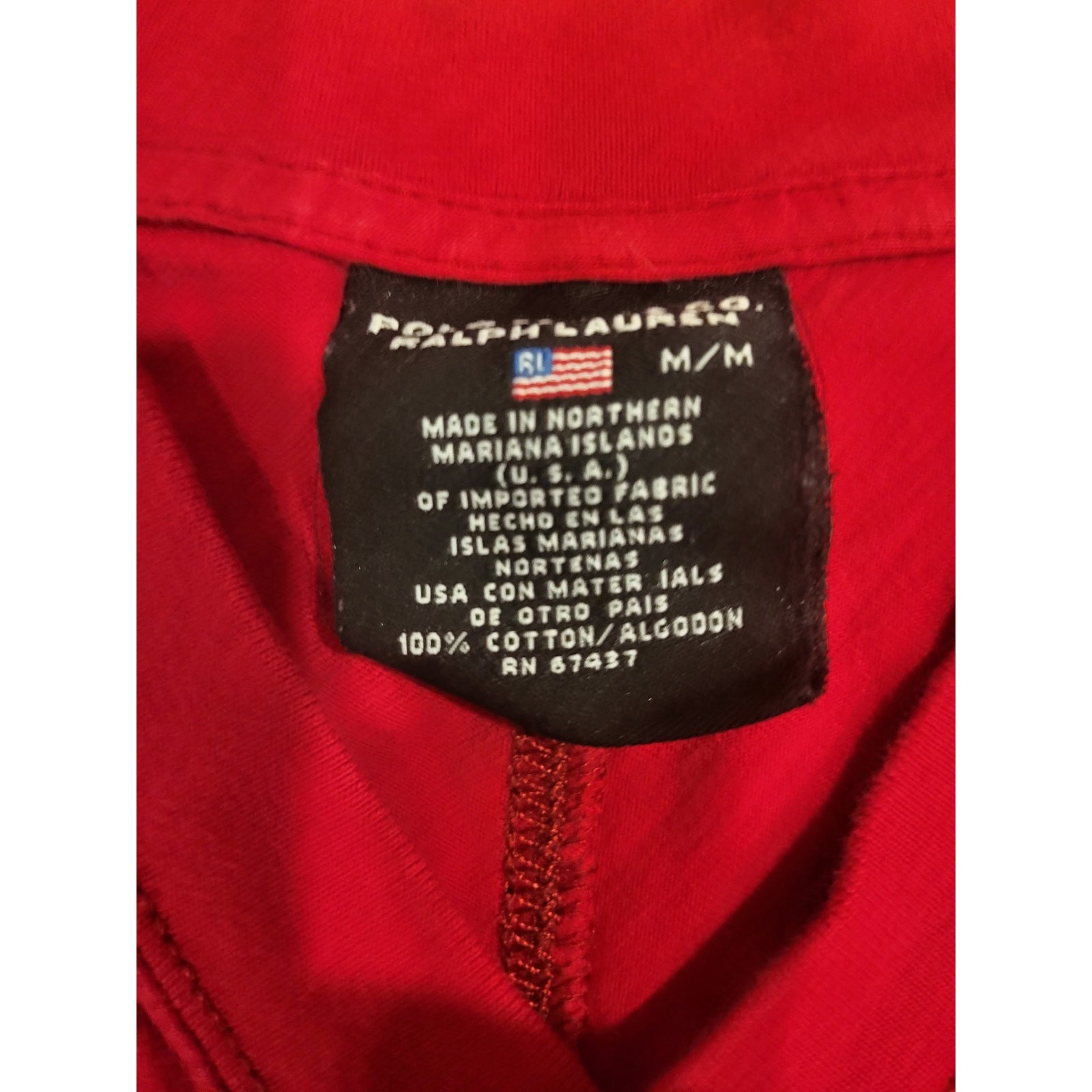 Vintage Polo Jeans Co. Ralph Lauren Red Football Jersey V-Neck Shirt Size M-64