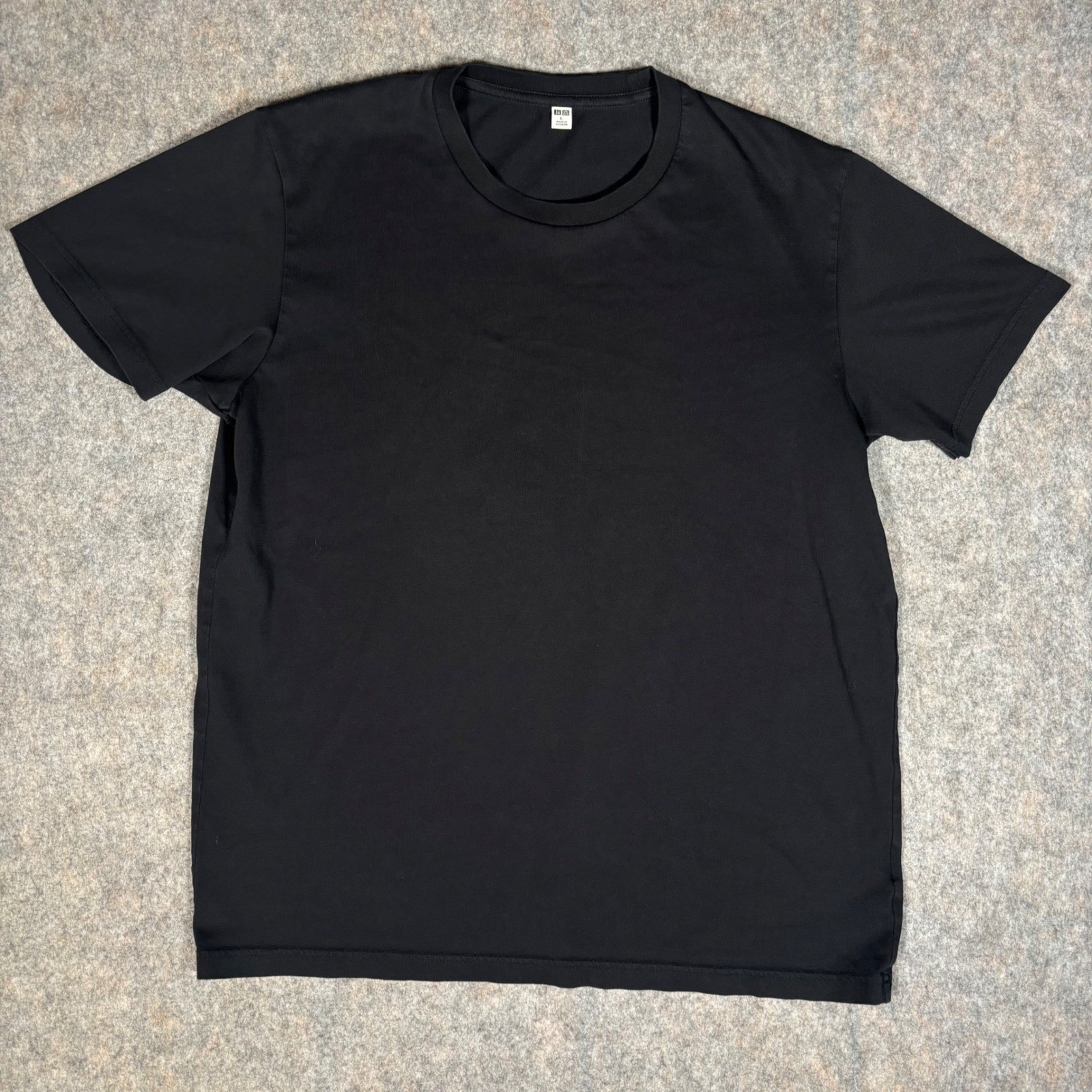 Uniqlo T-Shirt Mens Large Black Cotton Blend Short Sleeve Crew Neck 455357 6739