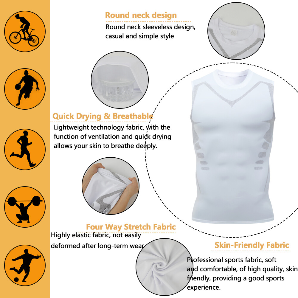 Men Compression Tank Top Workout Shirt Male Slimmer Body Shaper Vest Running Gym