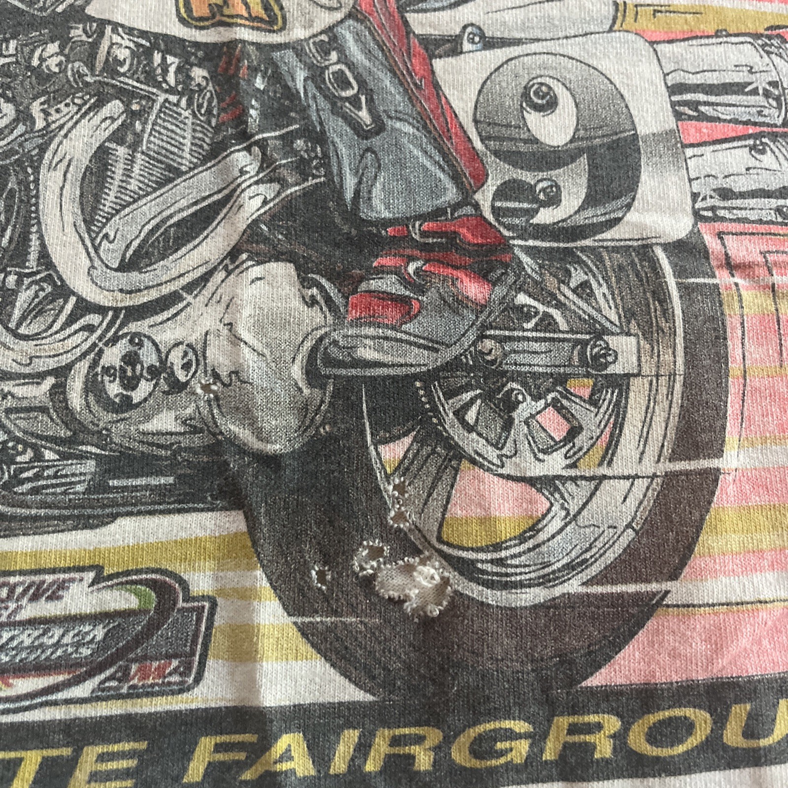 01’ VTG Autograph Springsteen Springer Flat Track Racing Tee Size XL Cut Sleeves