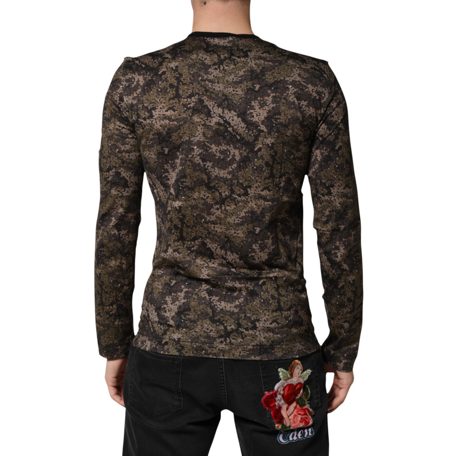 DOLCE & GABBANA T-shirt Multicolor Camouflage Long Sleeves IT48/US38/M 350usd
